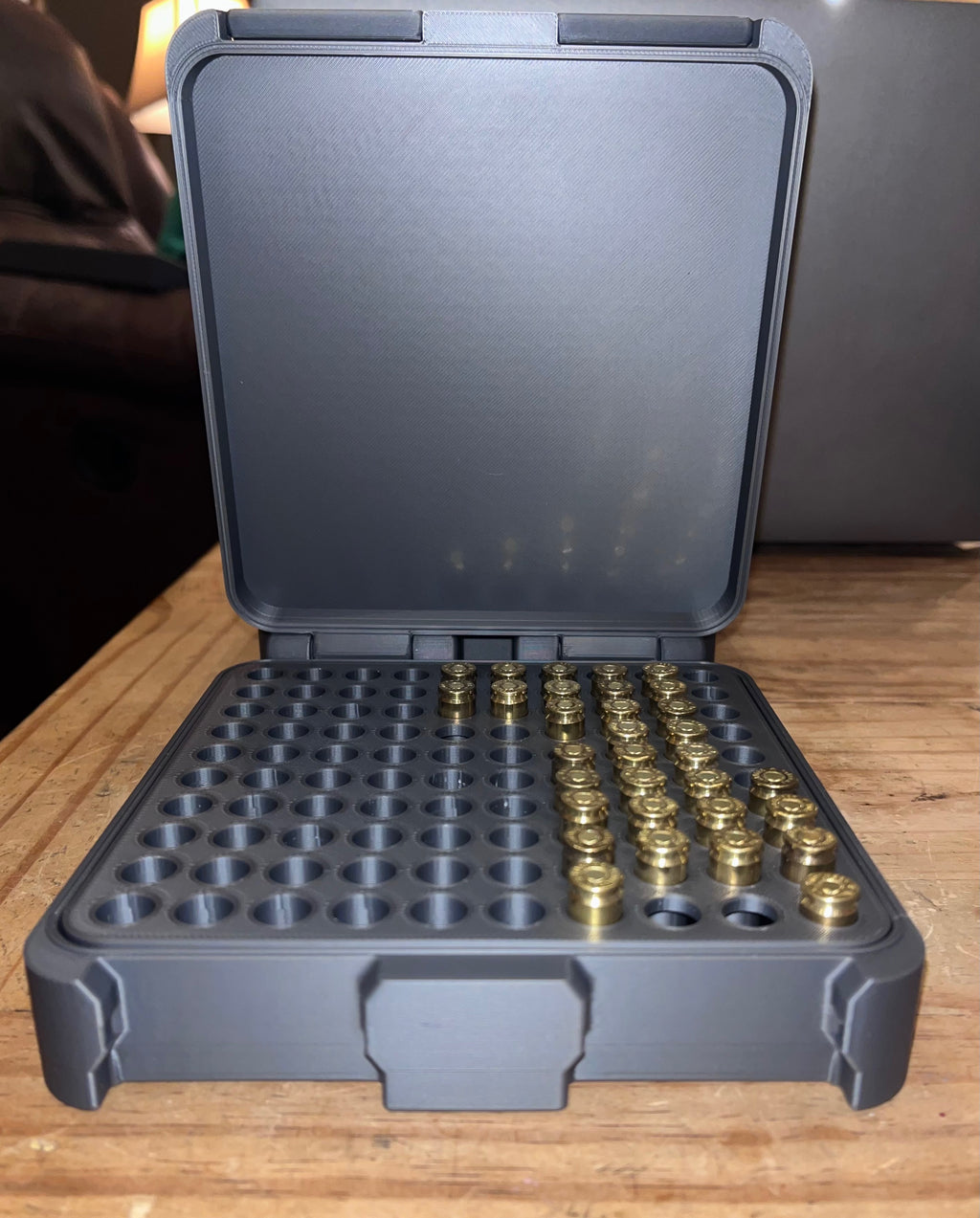 SureSnap 100-Round 9mm Ammo Box | Secure Snap-Lid Storage Case | Handle on insert for easy removal | 3D Printed Range Organizer (100 round)