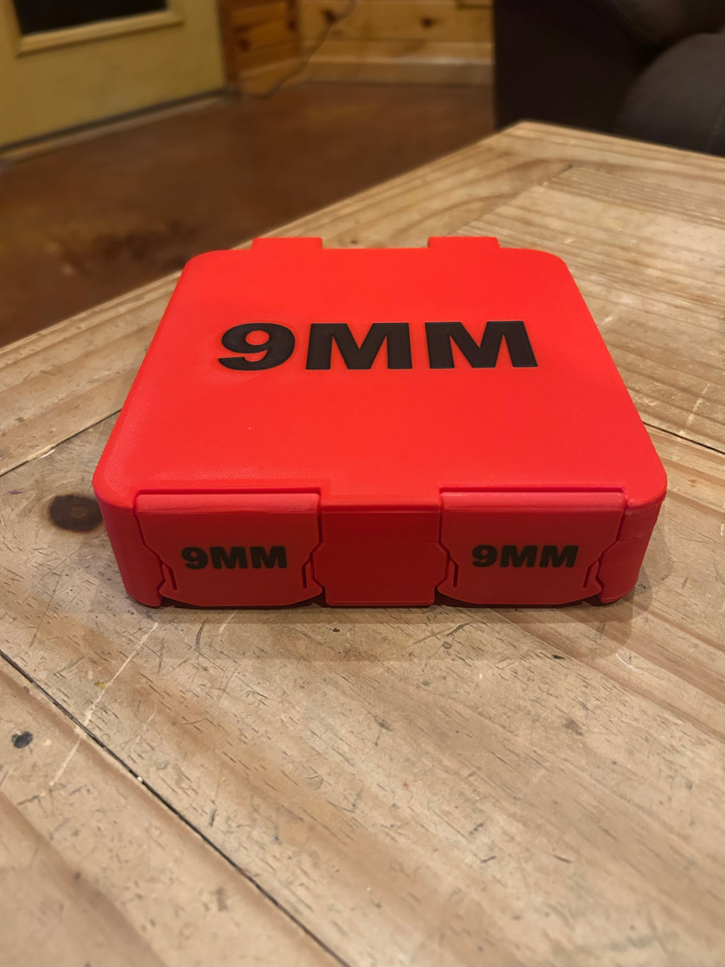 SureSnap 100-Round 9mm Ammo Box | Secure Snap-Lid Storage Case | Handle on insert for easy removal | 3D Printed Range Organizer (100 round)